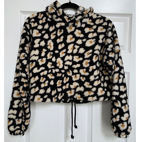 Wild Fable Faux Fur Cropped Hoodie - Size S - Picture 2 of 8